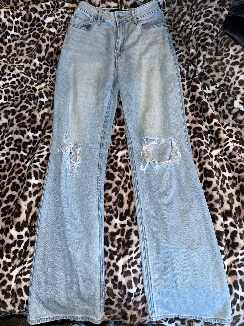 Hollister Light Blue Distressed Flare Jeans